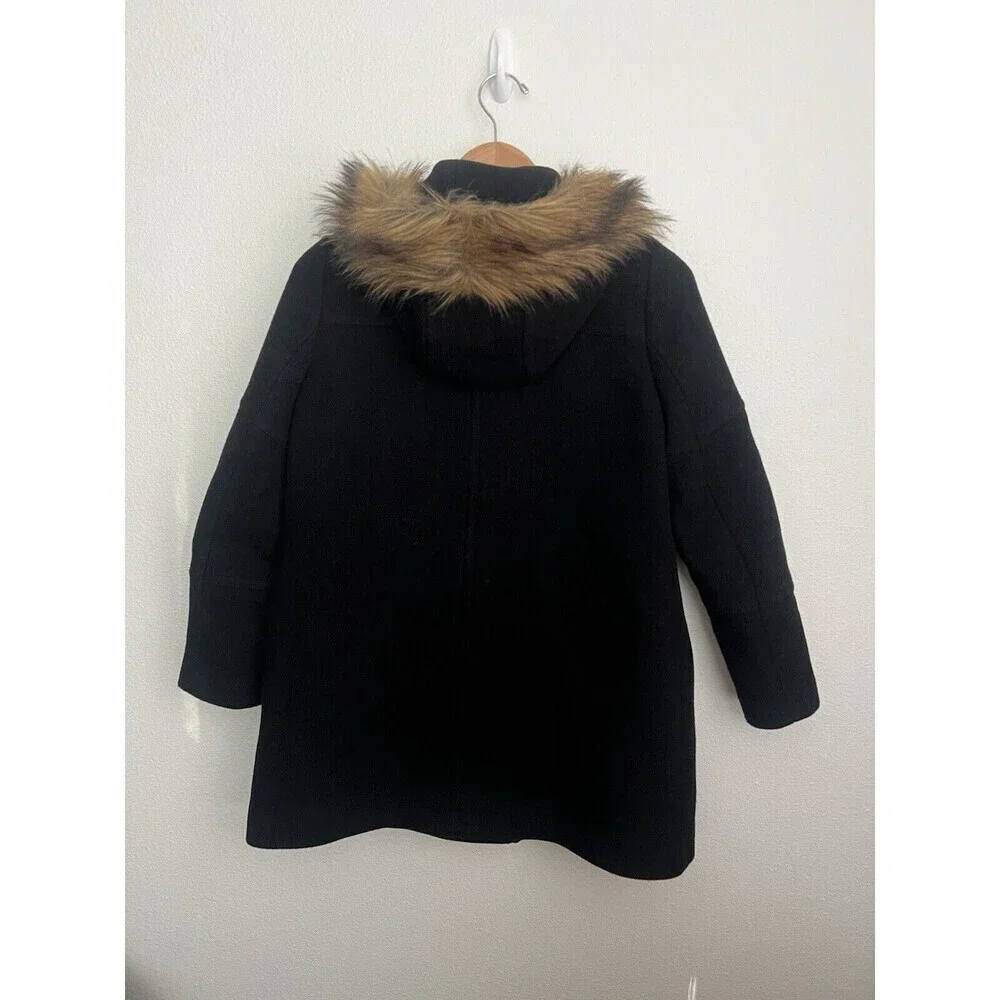 J Crew Cocoon Coat Italian Stadium Cloth Nello Gori Hooded Wool Black Heavy 2 - Picture 4 of 9